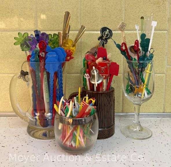 Group of Swizzle Sticks, Metal and Plastic image