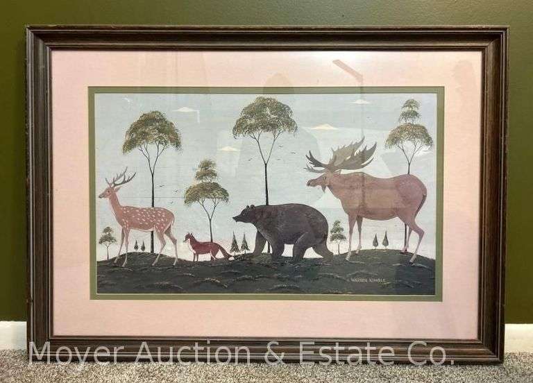 Warren Kimble Folk Art Print, Framed 26"x37" image