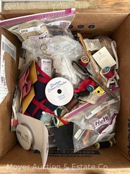 Group of Ribbons, Thread, Craft Supplies, Etc. image