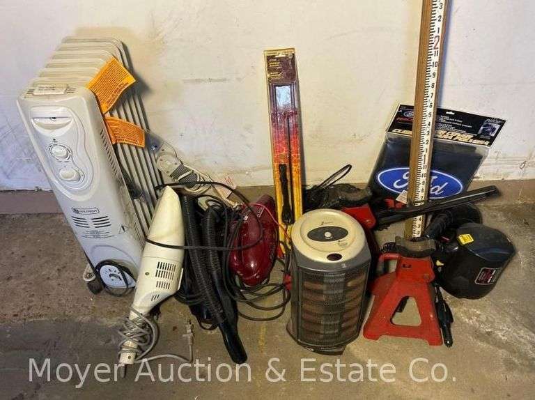 Group of Heaters, Hand Held Vacuums, Jack Stands, Etc. image