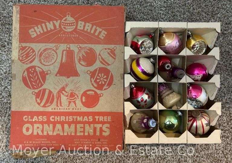 Group of 24 Vintage Glass Christmas Ornaments, with Boxes image