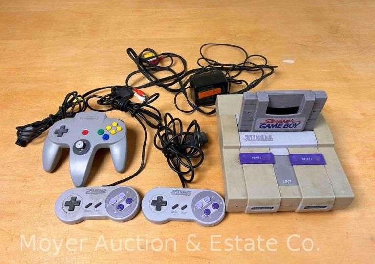 Super Nintendo Entertainment System with 2 Controllers and Cords image