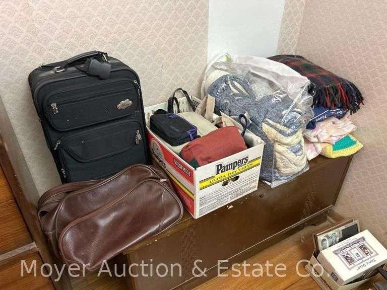 Group of Blankets, Bags, Luggage, Etc. image