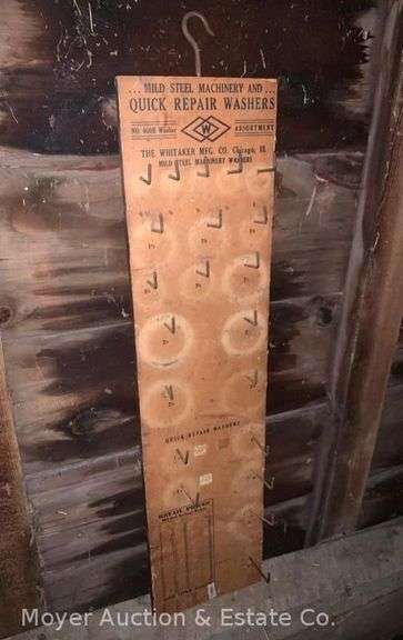 Whitaker Mfg. "Quick Repair Washers" Display Rack, Wood Board with Paper Face, 32"h image