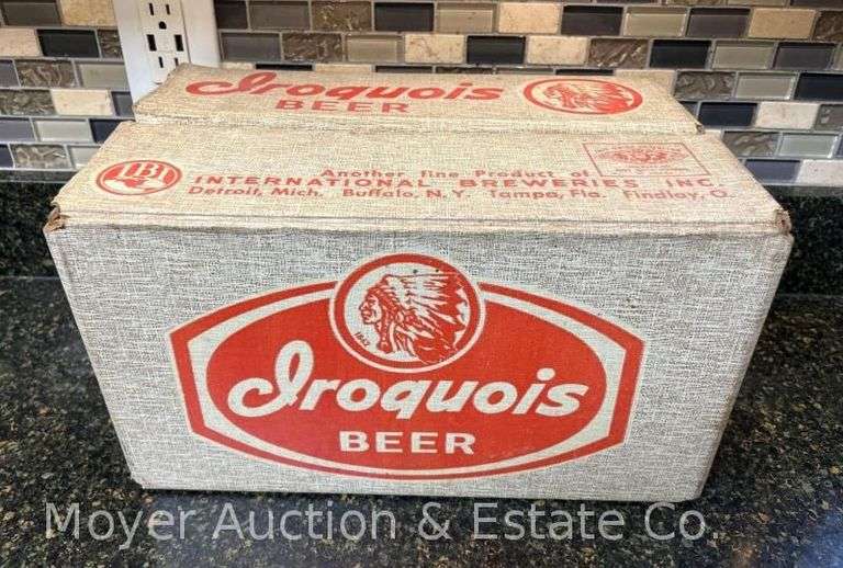 Iroquois Beer Box with 12 Iroquois and Baltz Beer Bottles image