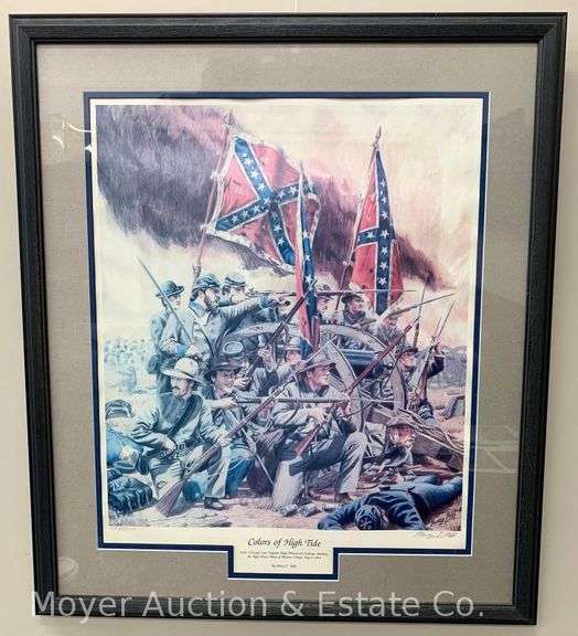 Civil War Lithograph Print: "Colors at High Tide" by Henry Kidd, Signed #178 of 1,000, Framed 28"x24" image