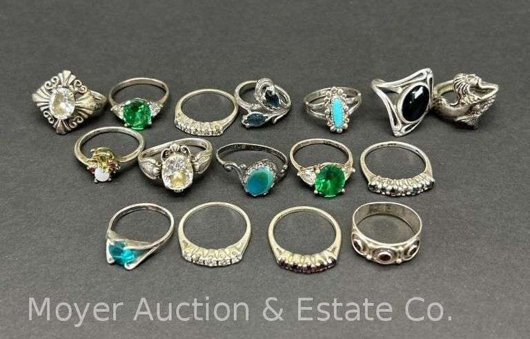 Group of Sterling Silver Rings, Some for Repair, 1.64tr.oz. image
