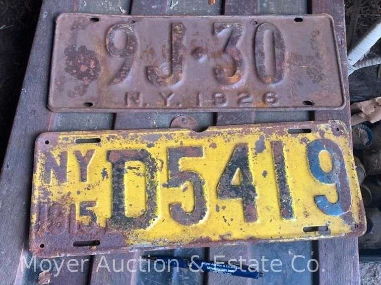 (2) NY License Plates: 1915 and 1926 image