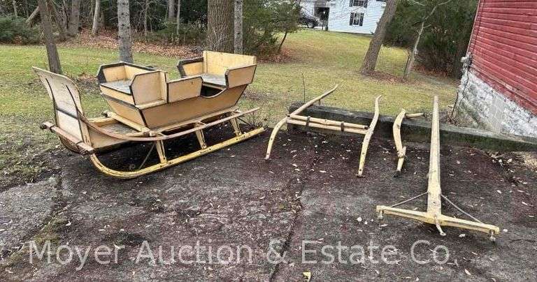 Yellow Wooden Sleigh with 3 Seats image