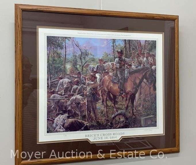 Civil War Lithograph Print: "Brice's Cross Roads" by Rick Reeves, Signed, #6 of 396, Framed 23"x26" image