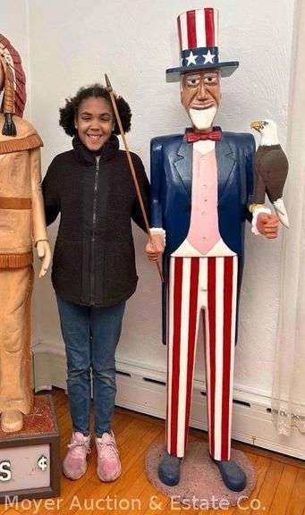 Loren Hilts Lifesize "Uncle Sam" Wood Carving, Dated 1994, 74"h image