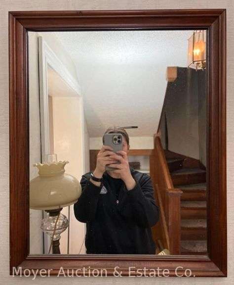 Wood Framed Wall Mirror, 18"x22" image