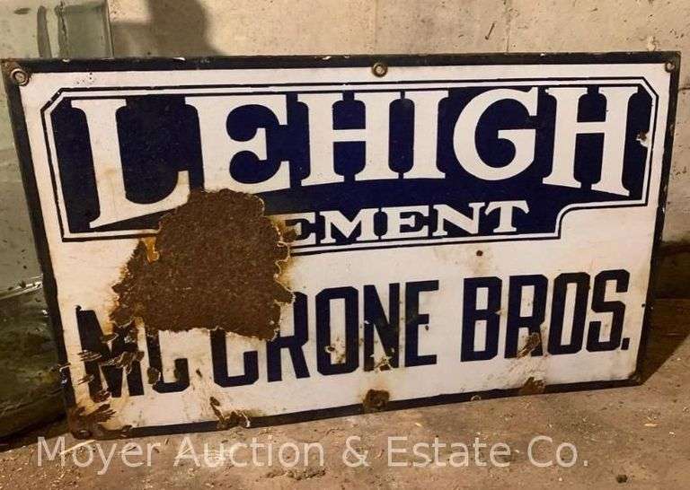 Porcelain Sign "LeHigh Cement", Single-sided, Chips/Loss, 12" x 20" image