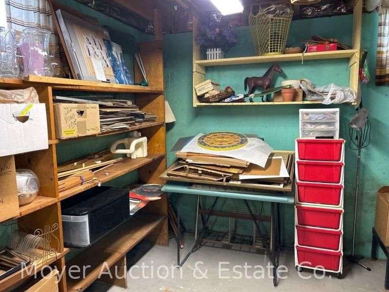 Contents of Corner and Shelves, Frames, Vases, Framing and Matting Supplies, Etc, image
