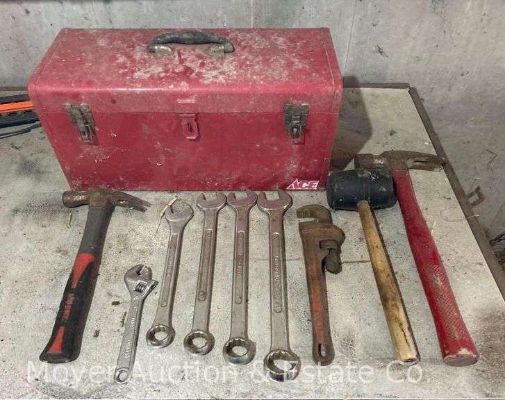 Group of Hand Tools and Metal Tool Box image