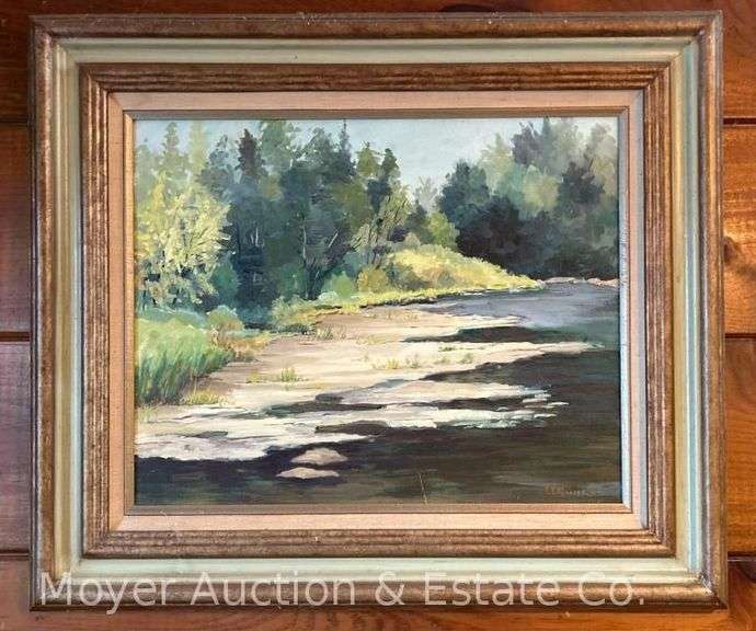 Framed Oil on Canvas Landscape Painting, Artist Signed and Dated, 24"x28" image