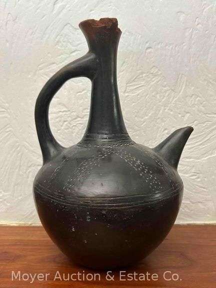 African Pottery Pitcher, Chipping to Top, 10.25"h image