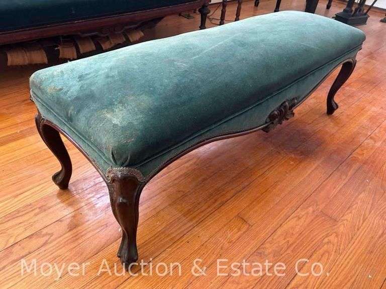 Antique Ottoman, Wood Frame, See Pictures for Wear/Condition, 48"w image