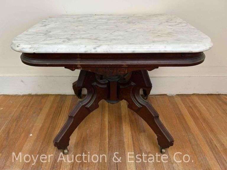 Marble Topped Side Table, 24.5"x19"x20"h image