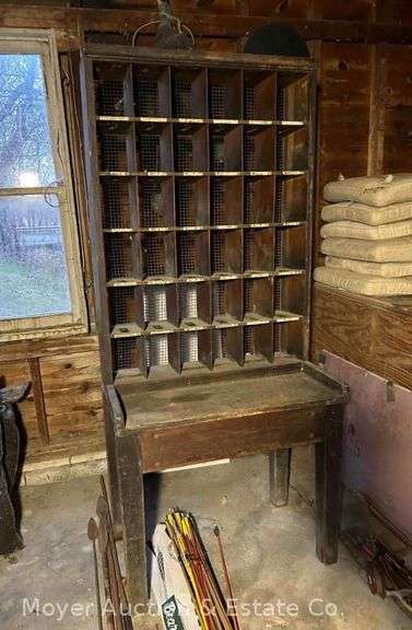 Antique Buffalo Pigeon Hole Mail Cabinet, Nice Original Condition image
