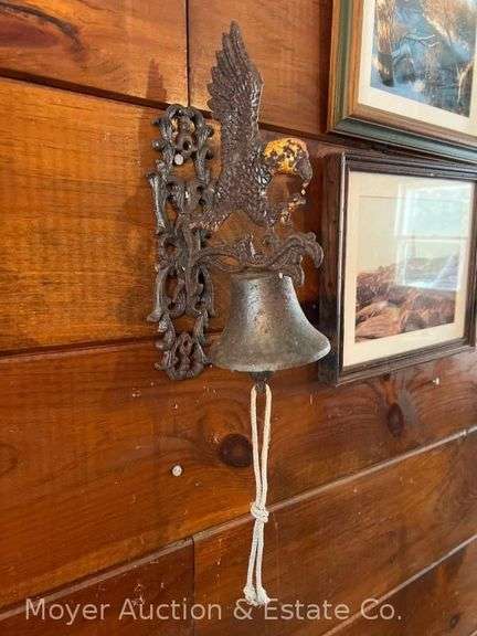 Wall Mounted Bell with Eagle, Cast Iron, 13"h Overall image