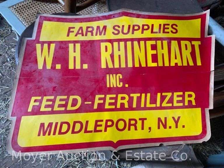 W.H. Rhinehart Feed & Farm Supply Decal/Sticker, Middleport NY, Vintage, 16" x 23" image