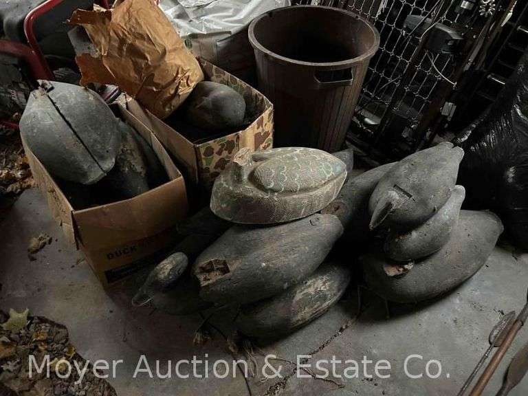 Large Group of Antique Wood Duck Decoys, Most Broken, For Parts/Repair image