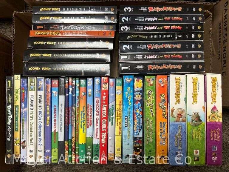 Box of Children's Cartoons DVD's: Looney Tunes, Peanuts, Fraggle Rock, Etc. image
