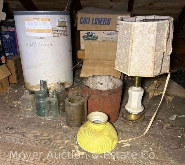 Student Lamp Shade, Glass Bottles, Wood Sap Bucket, Etc. image