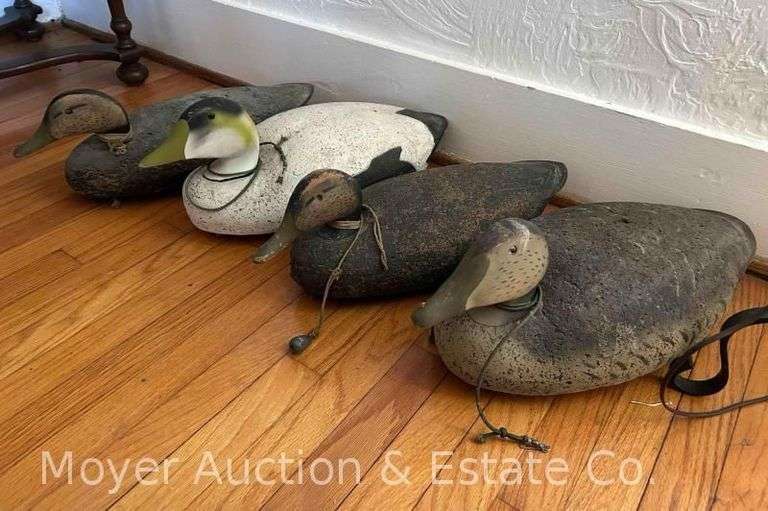(4) Cork and Wood Duck Decoys, Antique, 20" Long image