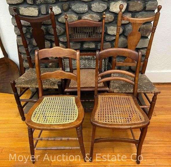 (5) Cane and Rush Seat Chairs, Asst. Styles image