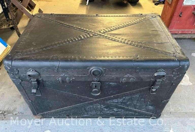 Flat Top Trunk, Painted Black, 36"x21"x22"h image