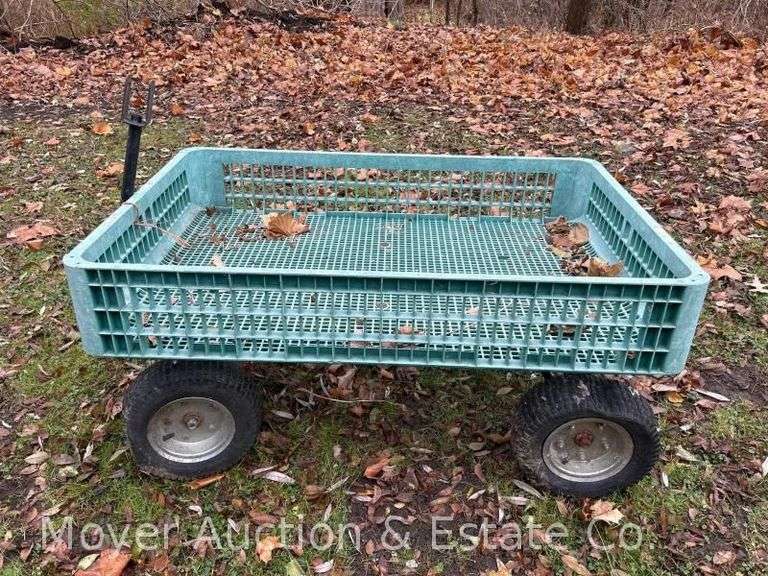 Tow Behind Garden Cart, 46”x30” Poly Bed, Pneumatic Tires image