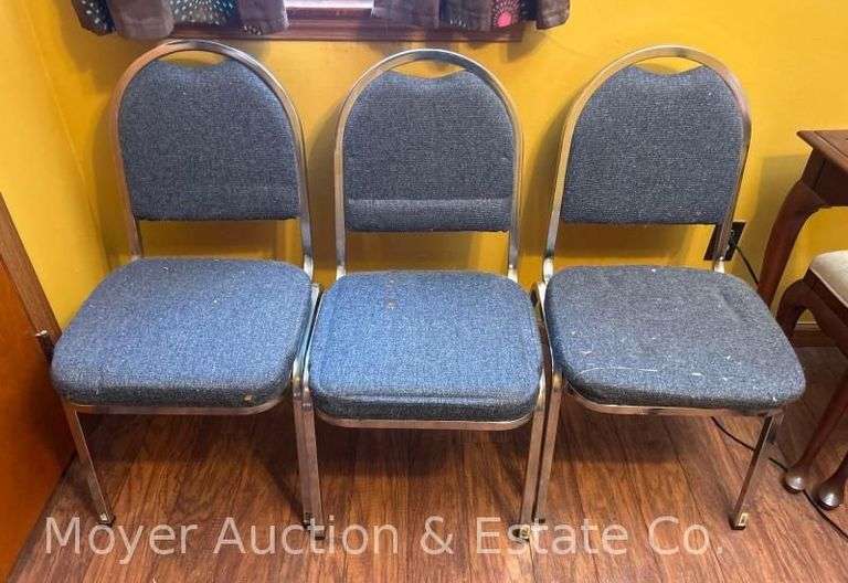 (3) Chairs, Metal Frames with Padded Seats and Backs image