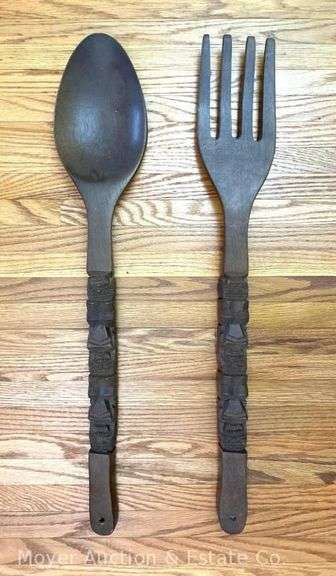 Decorative Wood Fork and Spoon Wall Art, 28" Long image