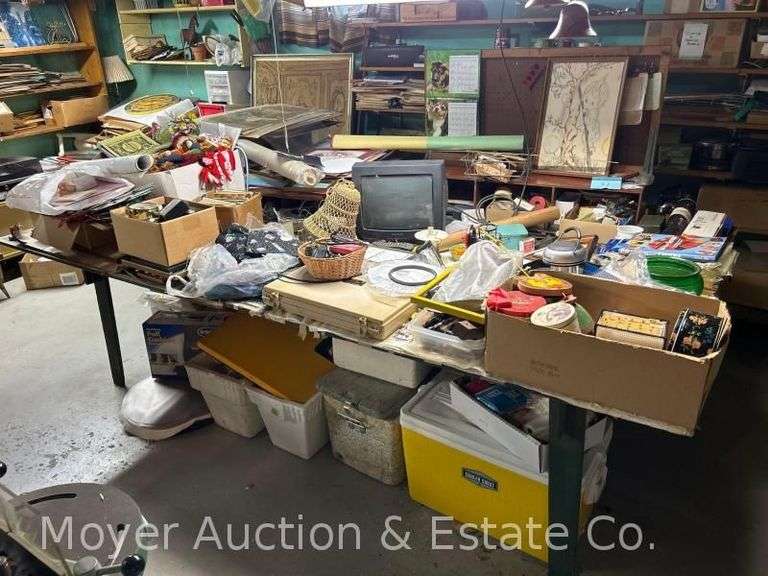 Contents of Table, Crafting Supplies, Tools, Picture Framing Materials, Household, Etc. image