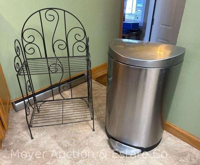 SimpleHuman Stainless Trash Can with Storage Rack, 27" and 33"h image