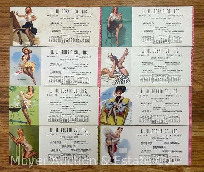 (8) W.W. Dobkin Co. Buffalo, NY Pin-up Advertising Blotter Pads, 1960, 9"w image