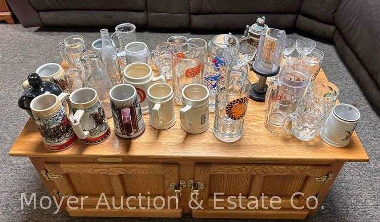 Group of Beer Steins, Glassware, Etc. image