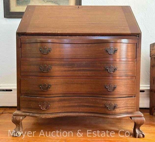 Mahogany Slant Front Secretary Desk, Claw and Ball Feet, 36"x21"x42"h image
