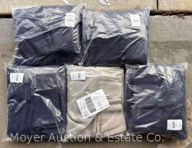 (5) Pairs of New Exclusive Home Sateen Curtain Panels: 4 Peacoat Blue 52"x84" and 1 Veridian Gray 52"x63" image