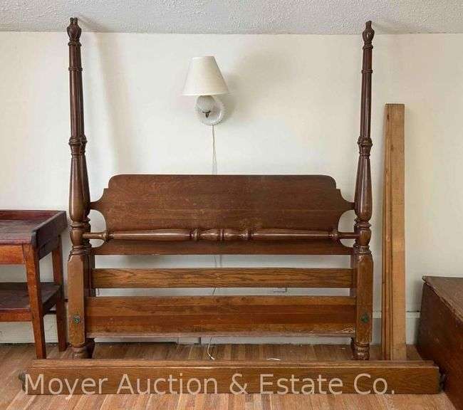 Cherry Poster Bed, Full/Double Size, Headboard, Footboard and Pair of Wooden Side Rails image