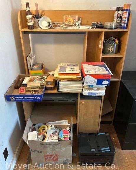 Group of Office Supplies incl. Desk, Games, Household, Etc. (upstairs office) image