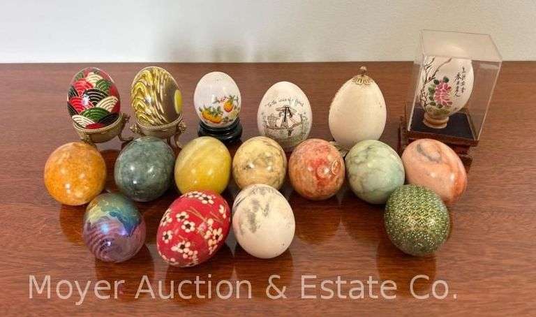 Group of Polished Stone, Paper, and Glass Eggs, 2”-3” image