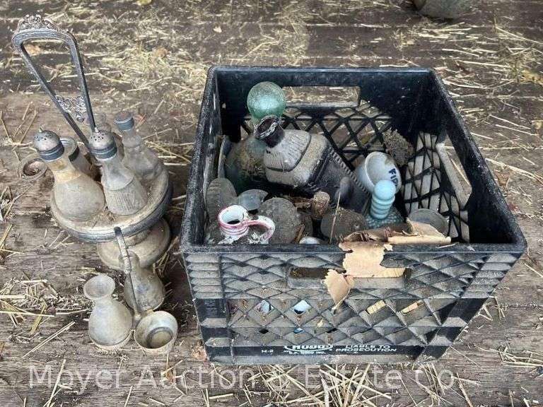 Crate of Glass Cruet Sets, Bottles, Etc. image