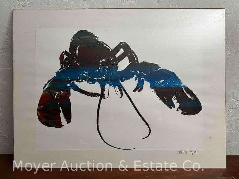 Color Lithograph of Lobster, #3 of 50, Signed and Dated M.W. '94, Unframed 18" x 24" image