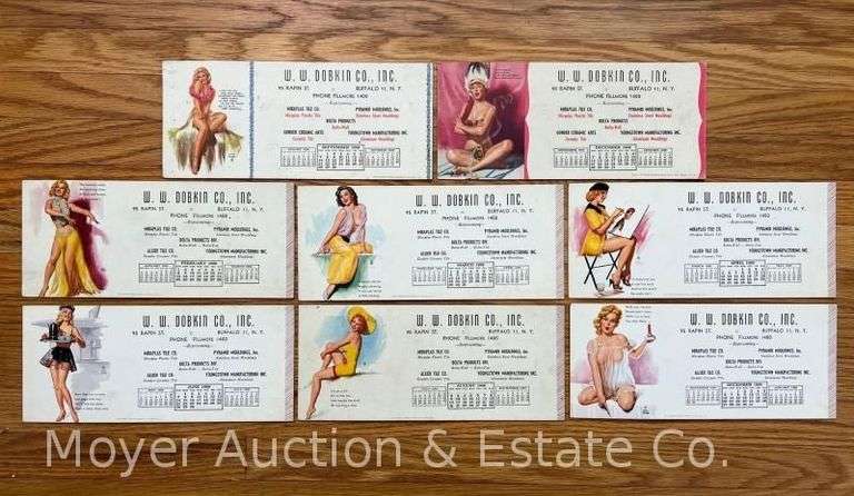 (8) W.W. Dobkin Co. Buffalo, NY Pin-up Advertising Blotter Pads, 1958-1959, 9"w image