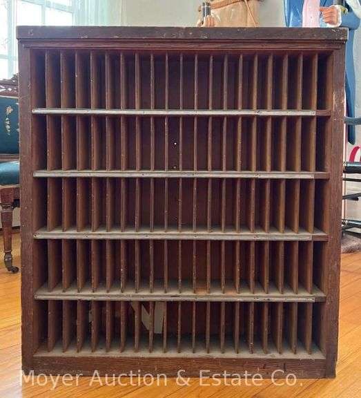 Oak 100 Slot Pigeon Hole Cabinet, 31"h x 28"w image