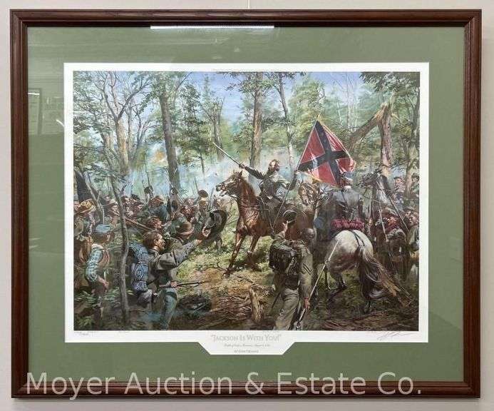 Civil War Lithograph Print: "Jackson Is With You" by Don Troiani, signed & #1,102 of 1,500, framed image