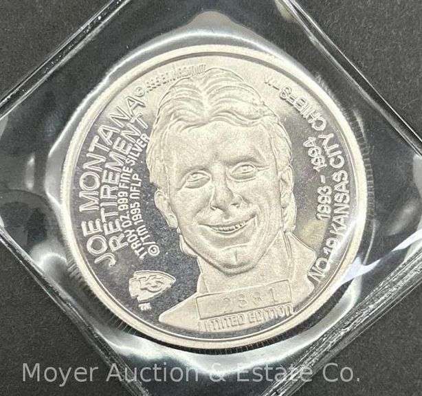 Joe Montana One Ounce Silver Medallion, .999 Siver image